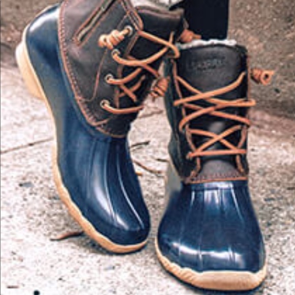 NEW Sperry Saltwater Waterproof Navy Duck Boot - Picture 13 of 16